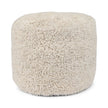 Short Wool Curly Sheepskin Pouf