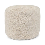 Short Wool Curly Sheepskin Pouf