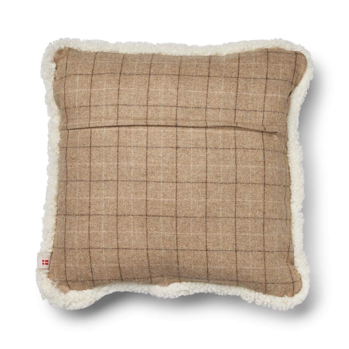 Wool Cushion | Doublesided | Short Wool trim | 52x52 cm | 34x52 cm Oatmeal-Beige/Ivory
