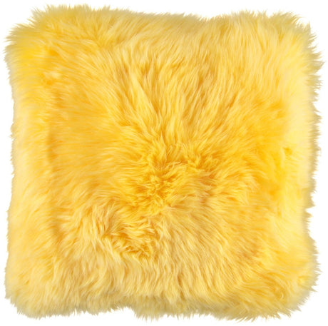 Long-Wool Sheepskin Cushion | 35x35 cm Lemon