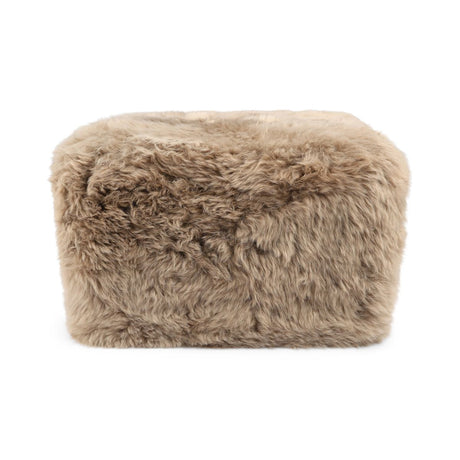 Long Wool Sheepskin Pouf Taupe