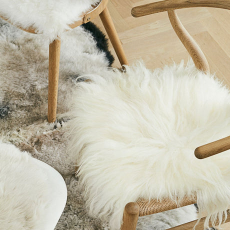 Long Wool Sheepskin Seat Cover | 40x40 cm Off White