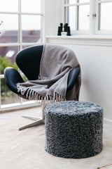 Short Wool Curly Sheepskin Pouf