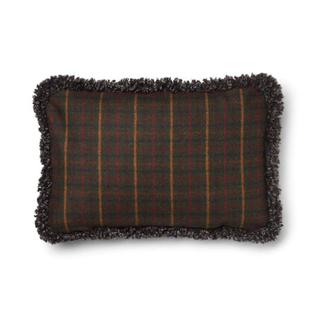 Wool Cushion | Doublesided | Short Wool trim | 52x52 cm | 34x52 cm Kilberry Fir-D. Green/Capp.i