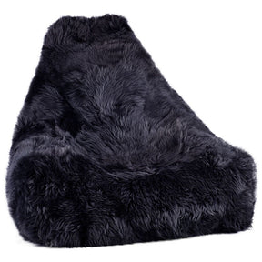 Sheepskin Bean Bag Chair | Long Wool | 100x100x80 cm Navy