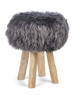 Theodor Stool + Cover | Oak Legs | New Zealand Sheepskin Steel