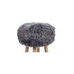 New Zealand Sheepskin Stool Cover | Ø35xH17 cm Steel