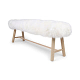 Theodor Bench | New Zealand Long Wool Sheepskin | 140x35x45 cm Ivory