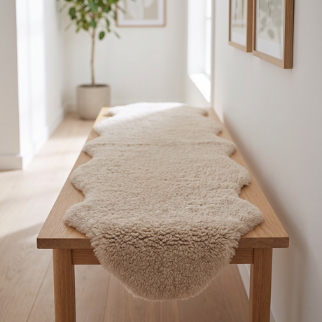  Double Sheepskin Rug | New Zealand | Short Wool curly | 170x60 cm Taupe