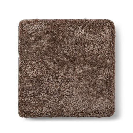 Short Wool Curly Sheepskin Pouf Taupe