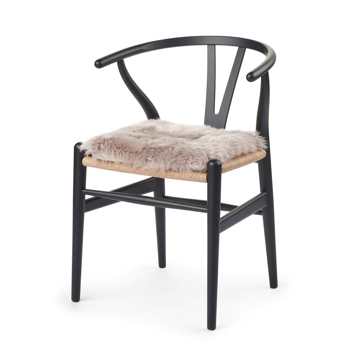 Long Wool Sheepskin Seat Cover | With Filling | 37x37 cm Dove