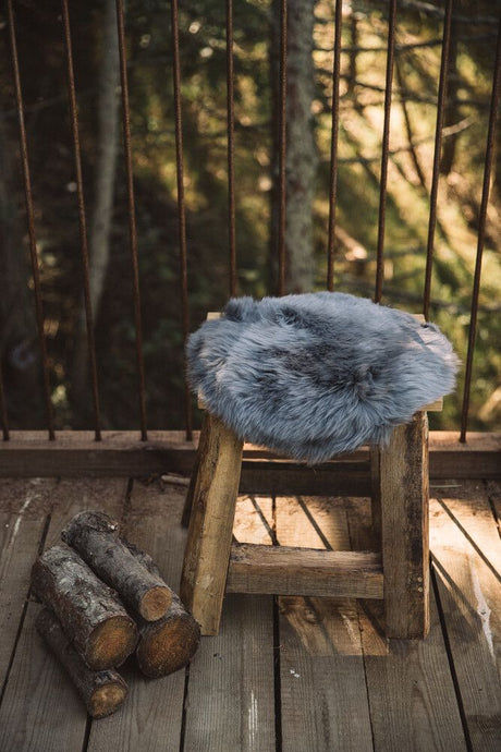 Premium Seat Cover | Long Wool | New Zealand | D34 cm Dark Grey