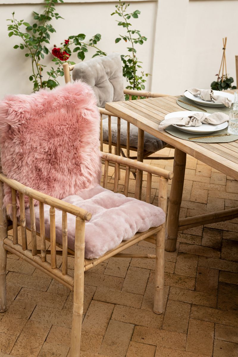 Long-Wool Sheepskin Cushion | 50x50 cm Rosa