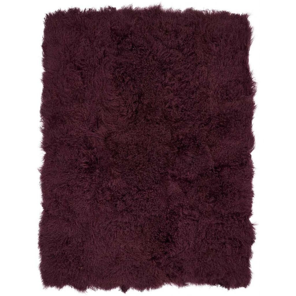 Throw of Curly Sheepskin | 140x180 cm Aubergine