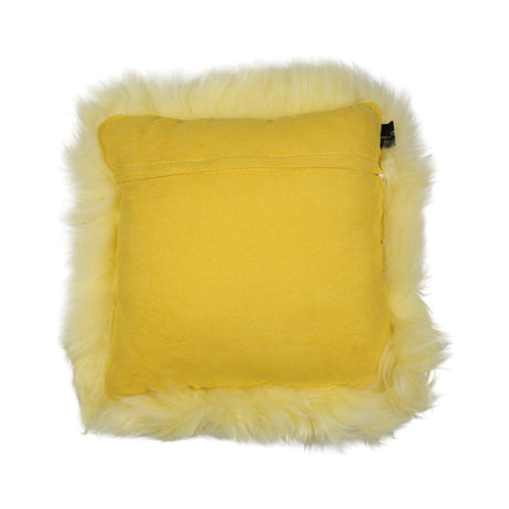 Long-Wool Sheepskin Cushion | 35x35 cm Lemon