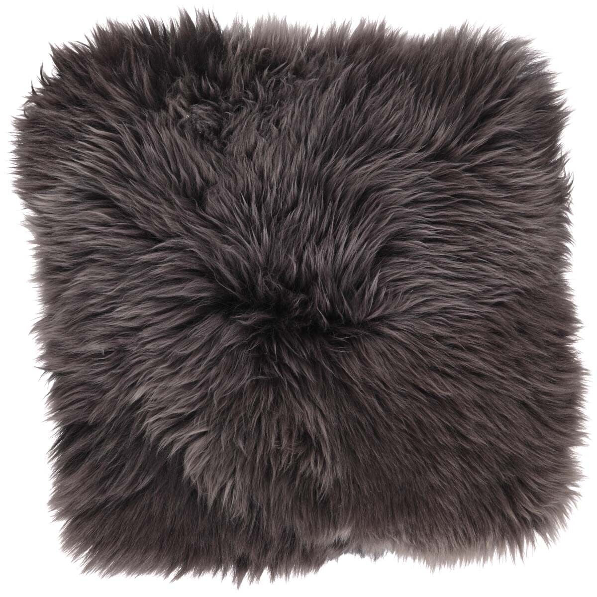 Long Wool Sheepskin Seat Cover | With Filling | 37x37 cm Walnut