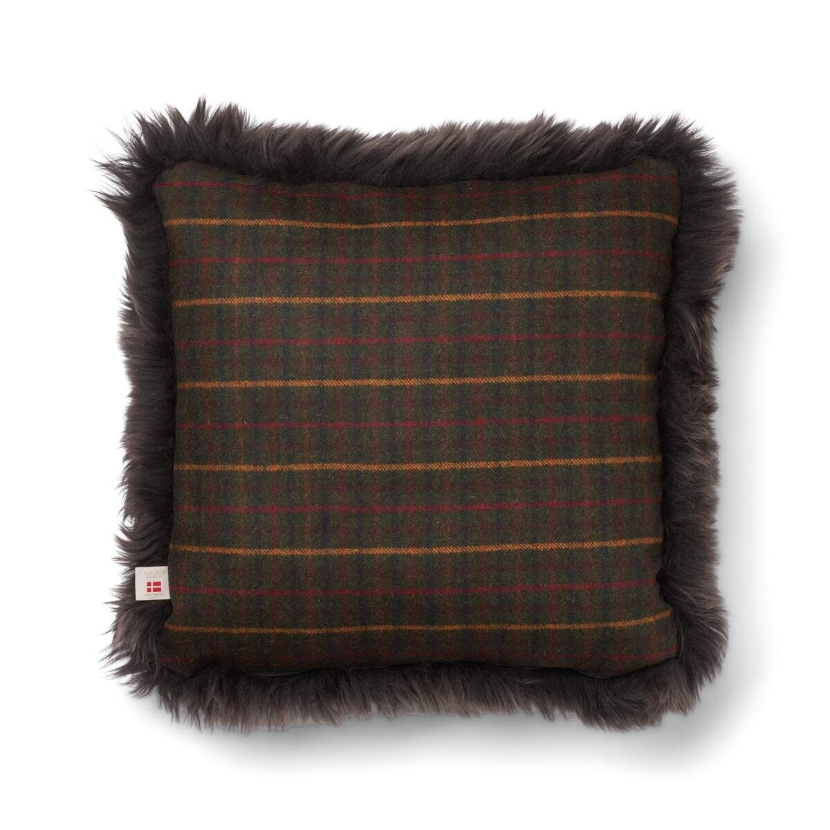 Two-sided Cushion | Long Wool | 52x52 cm | 34x52 cm Kilberry Fir-Dark Green/Walnut