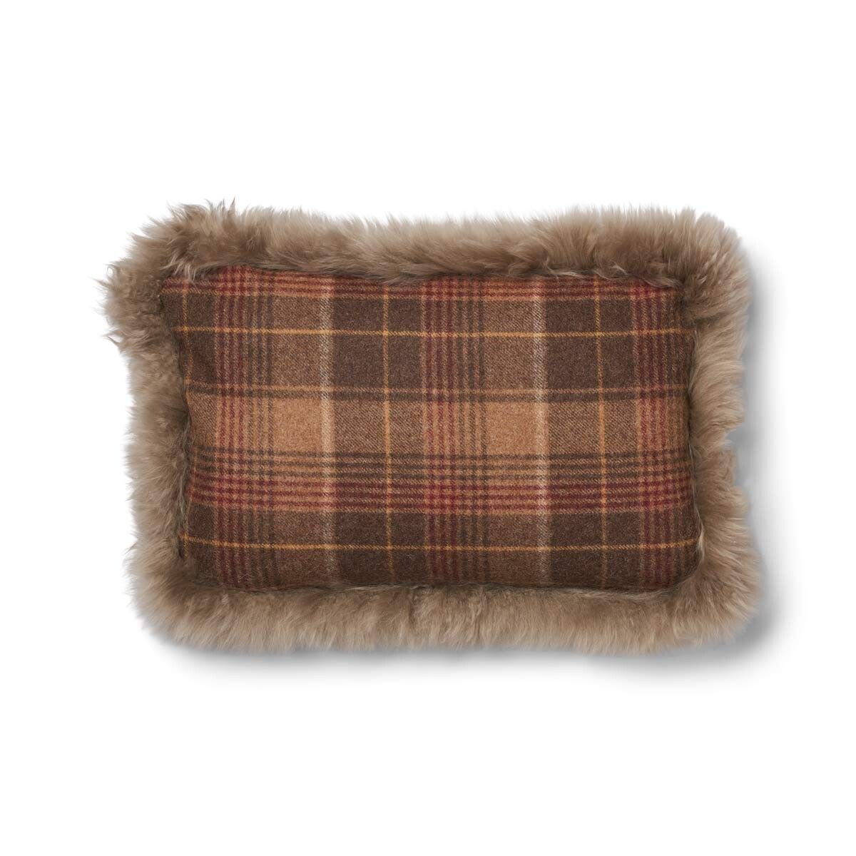 Wool Cushion Rectangular | Doublesided | LW trim | 34x52 cm Cocoa-Dark Brown/Taupe