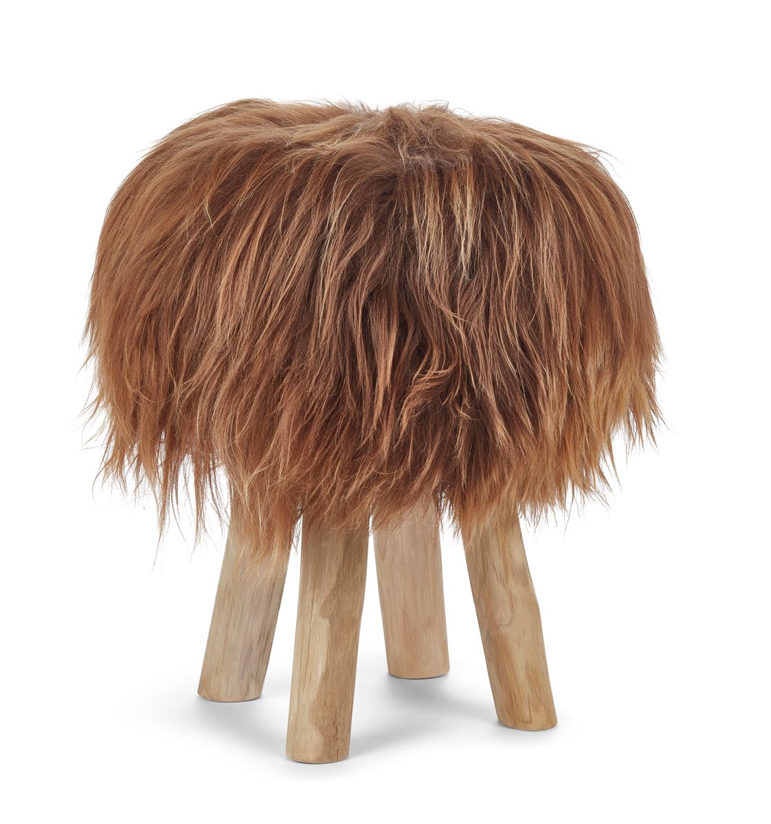 Icelandic Sheepskin Stool Cover	| | Ø35xH17 cm Rusty Brown