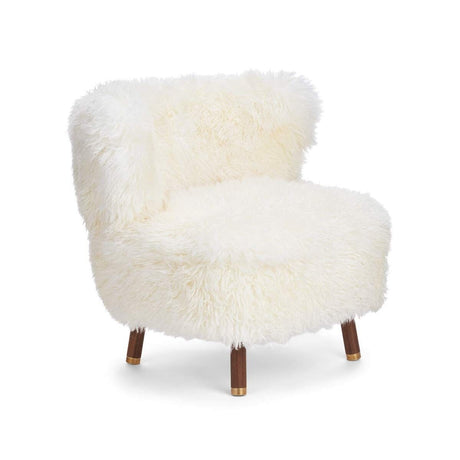 Emil Lounge Chair | Brass | Long Wool Snow White