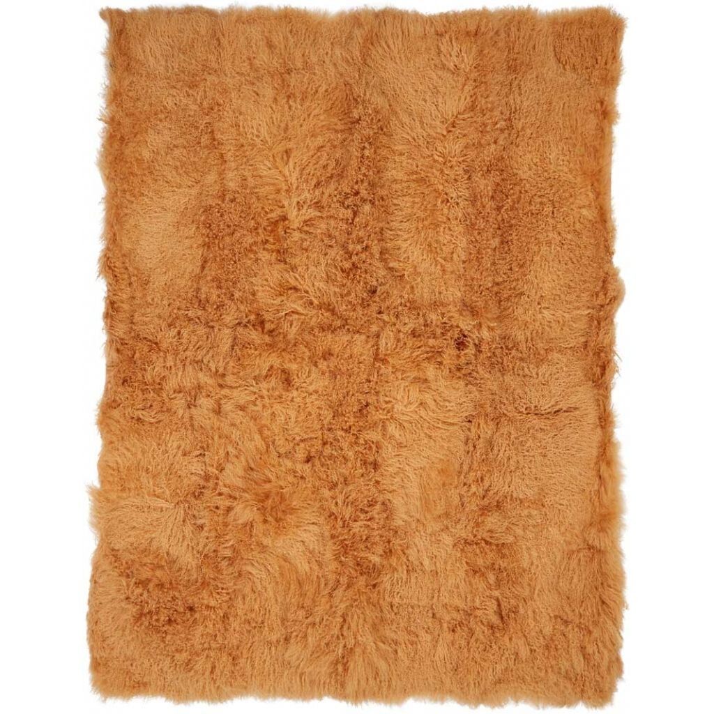 Throw of Curly Sheepskin | 140x180 cm Imperial Yellow