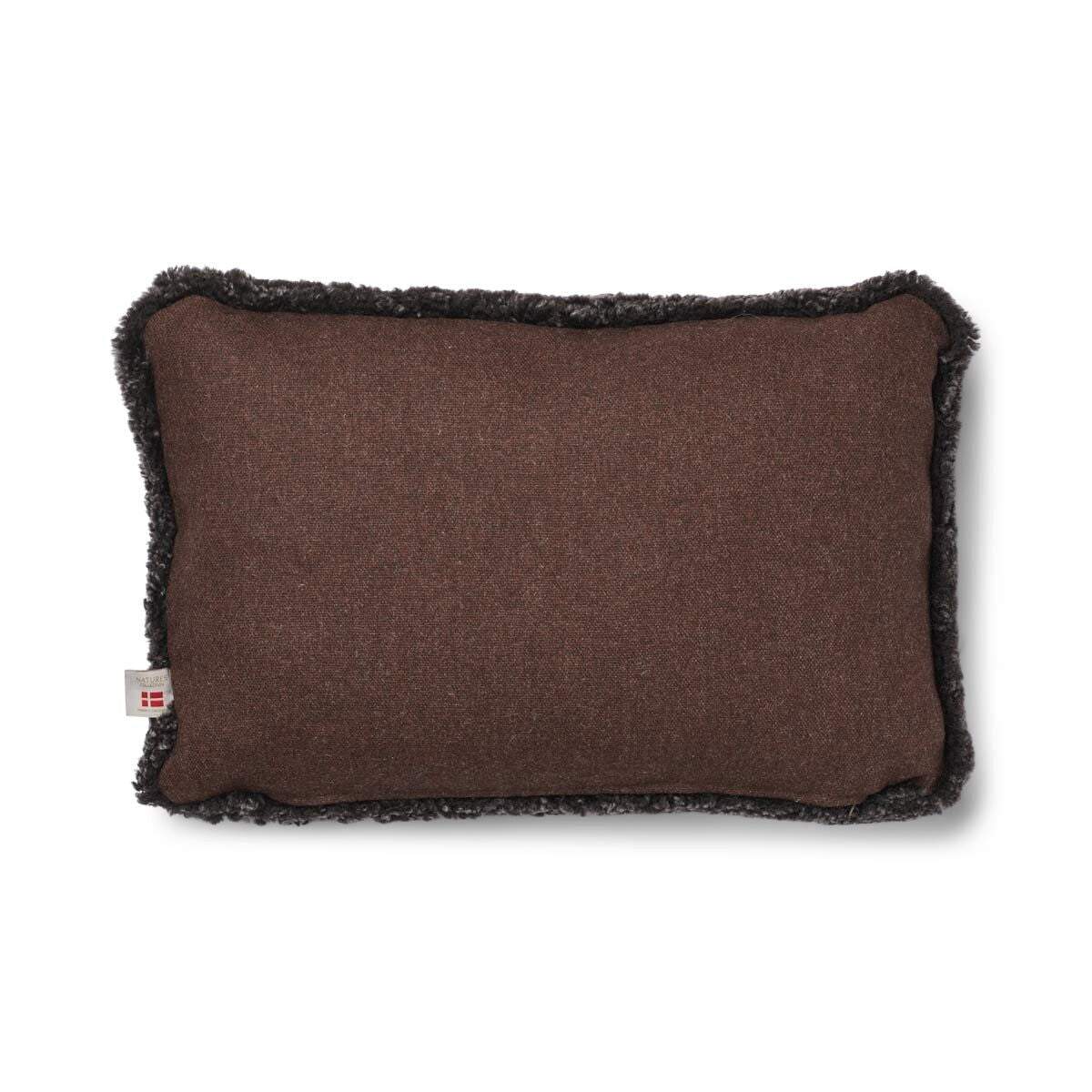 Short Wool Sheepskin Cushion | Two-sided |52x52 cm  | 34x52 cm  Brown/Cappuccino