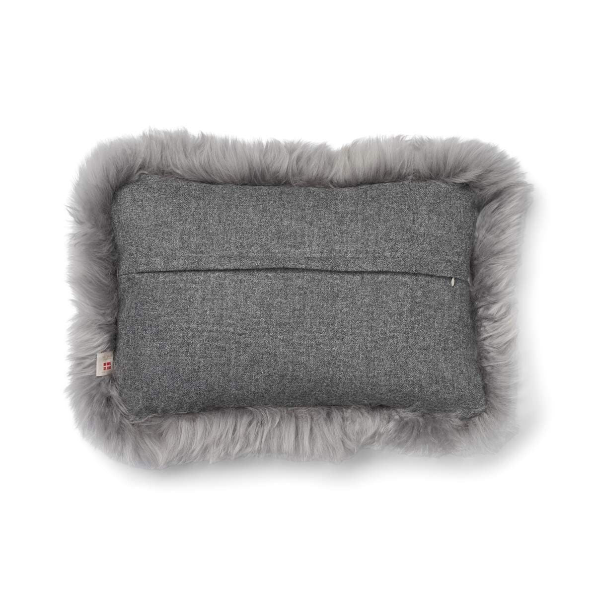 Wool Cushion | Long Wool trim  | 52x52 cm |34x52 cm Stone/Light Grey