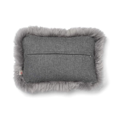 Wool Cushion | Long Wool trim  | 52x52 cm |34x52 cm Stone/Light Grey