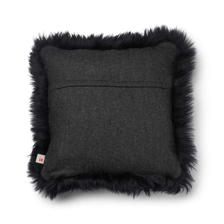 Wool Cushion | Long Wool trim  | 52x52 cm |34x52 cm Charcoal/Black