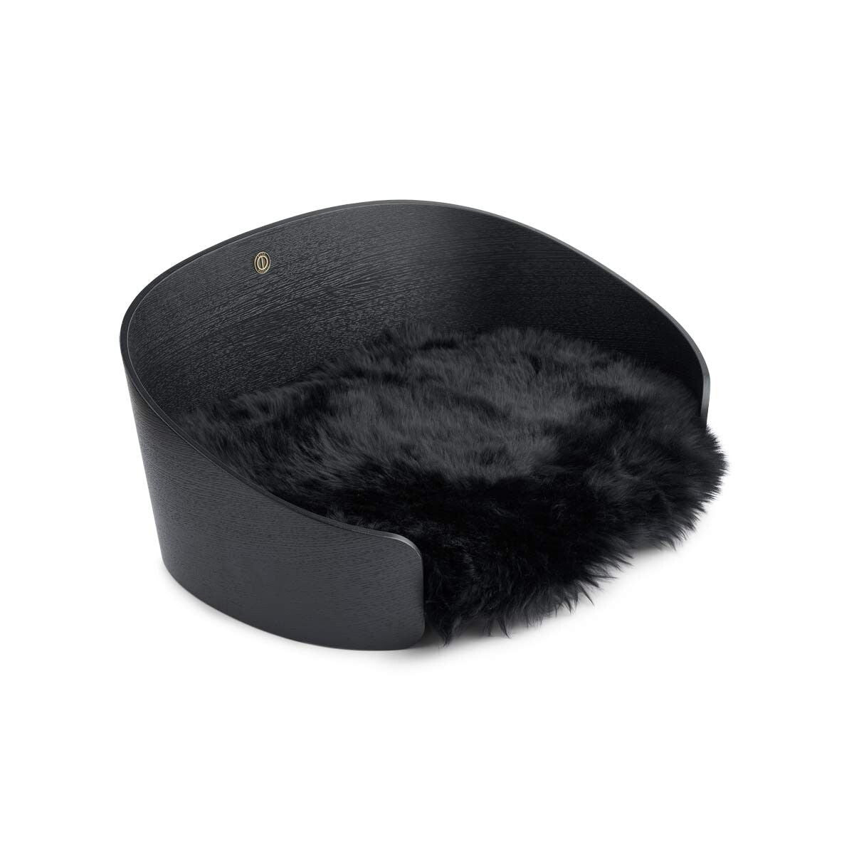 Pet Bed Black Oak/Black Sheepskin