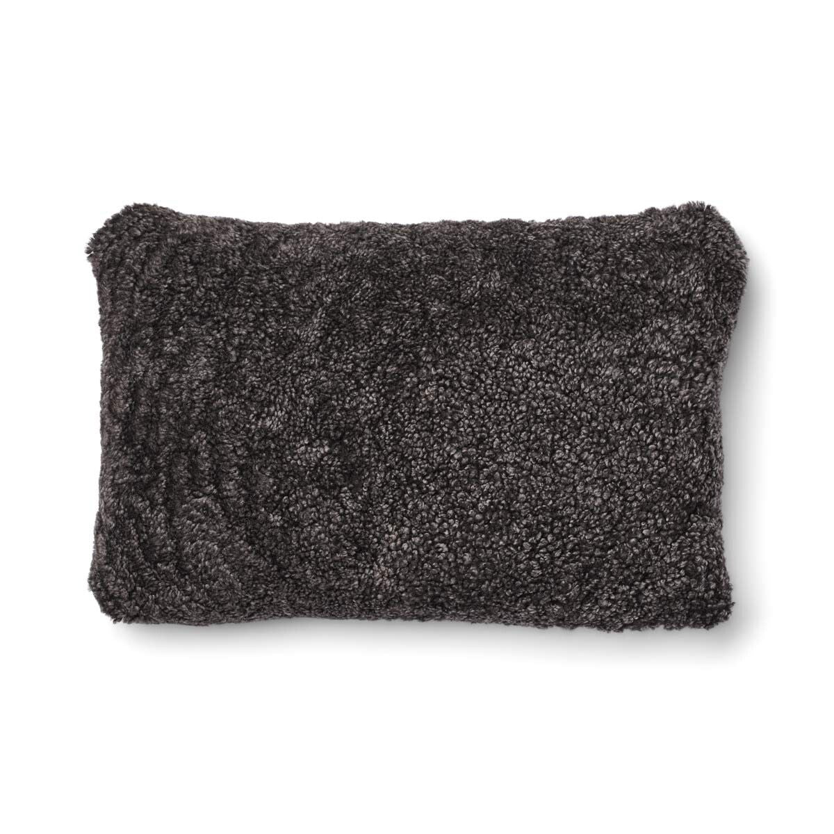 Short Wool Sheepskin Cushion | Two-sided |52x52 cm  | 34x52 cm  Brown/Cappuccino