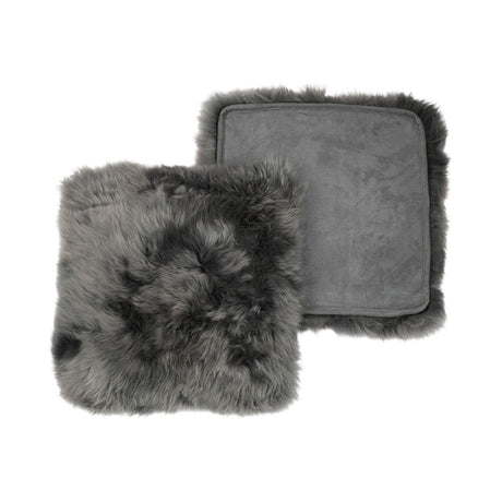 Seat Cover | With Backing | Long Wool | New Zealand | 40x40 cm Steel