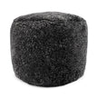 Short Wool Curly Sheepskin Pouf Anthracite