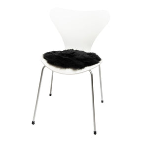 Long Wool Sheepskin Seat Cover 2 Pack | Ø35 cm Black