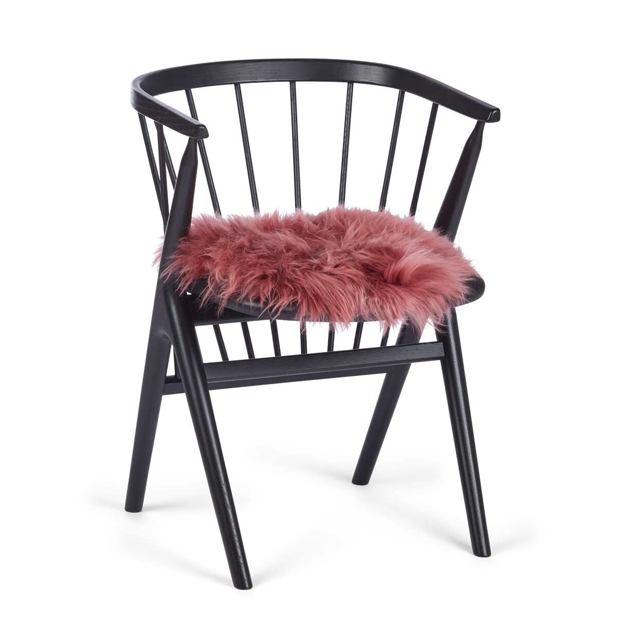 Long Wool Sheepskin Seat Cover | Ø38 cm Old Rose