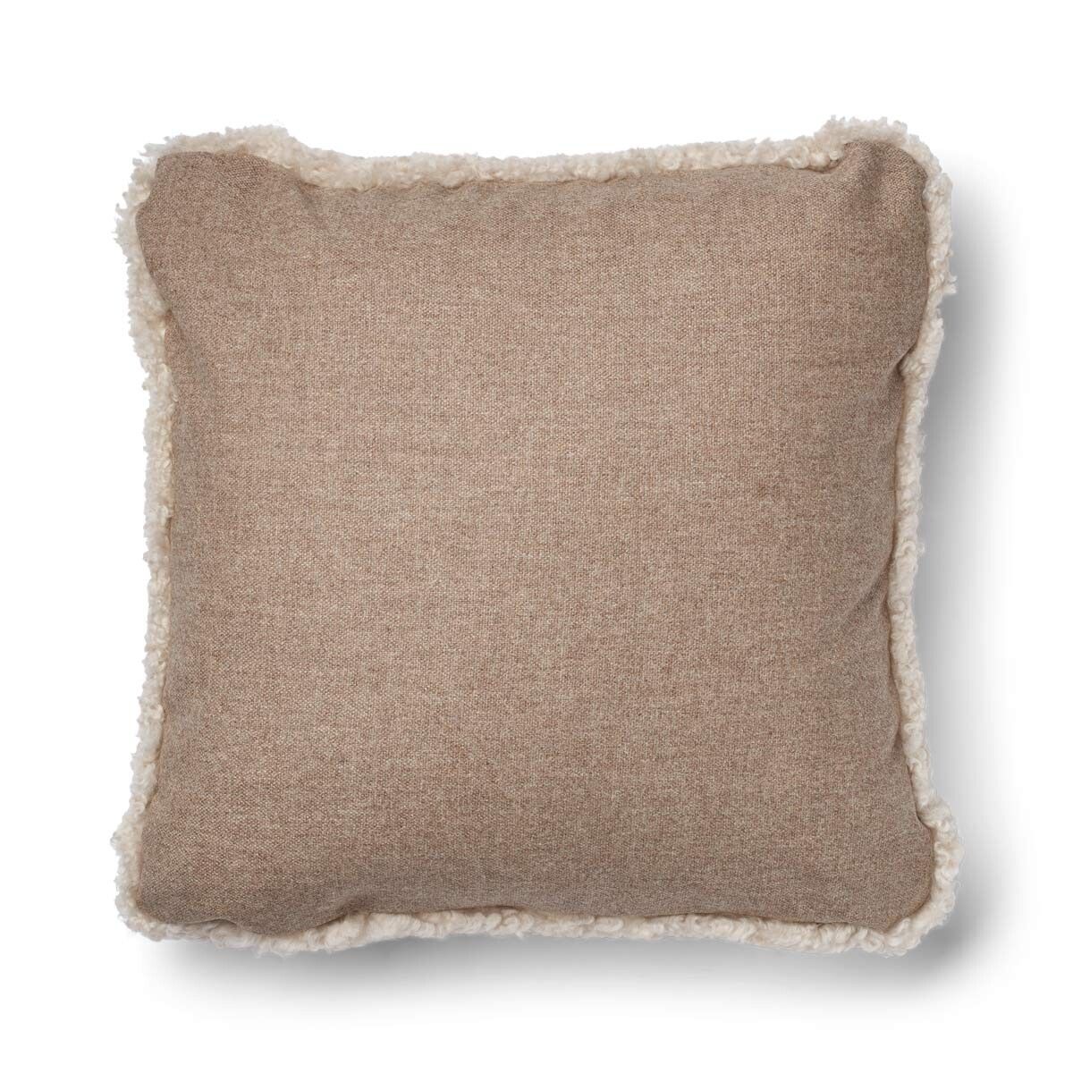 Short Wool Sheepskin Cushion | Two-sided |52x52 cm  | 34x52 cm  Beige/Pearl