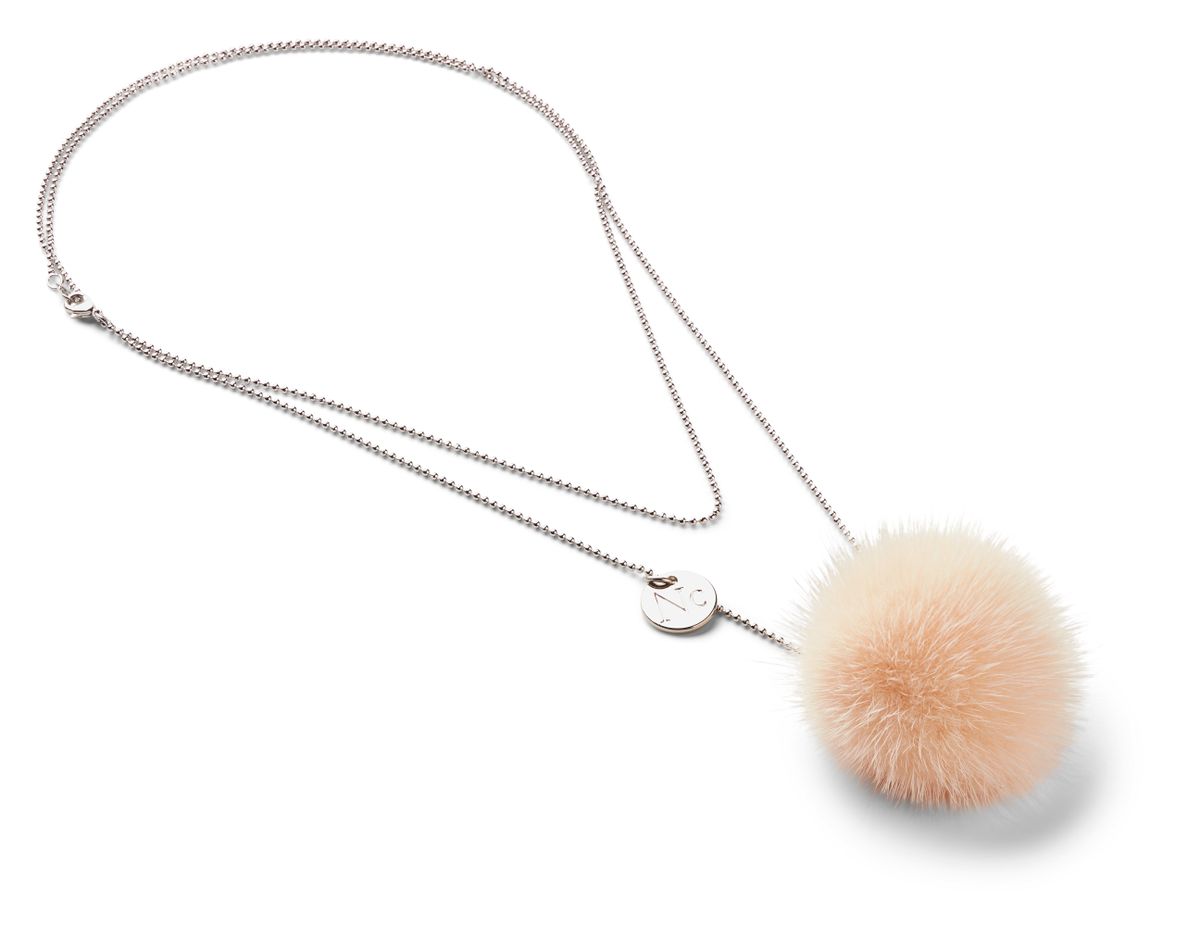 Necklace Pom Pom  Peach Pink