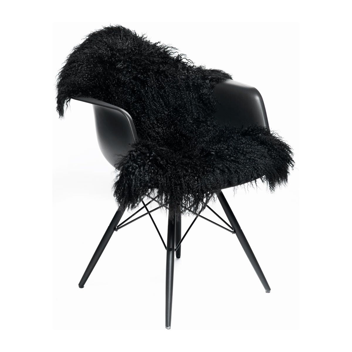 Curly Sheepskin | Mongolian | 135x50 cm Black