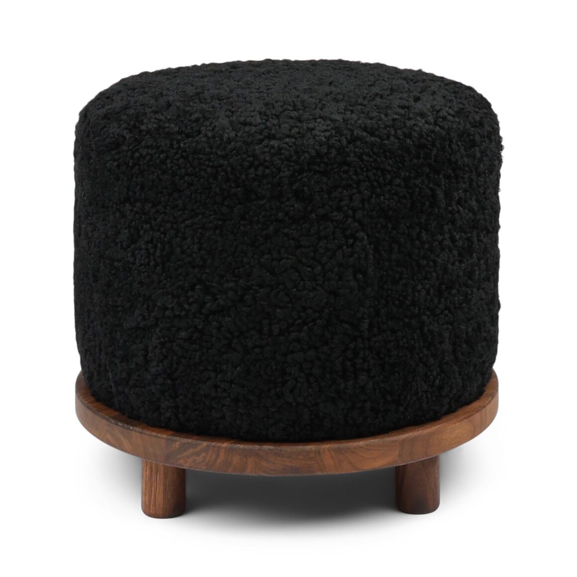 Simon Stool | Short Wool | D46xH42 cm Black