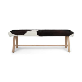 Theo Cowhide Bench | Oak Legs | 140x35x45 cm Black/White