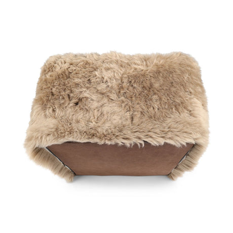 Long Wool Sheepskin Pouf Taupe
