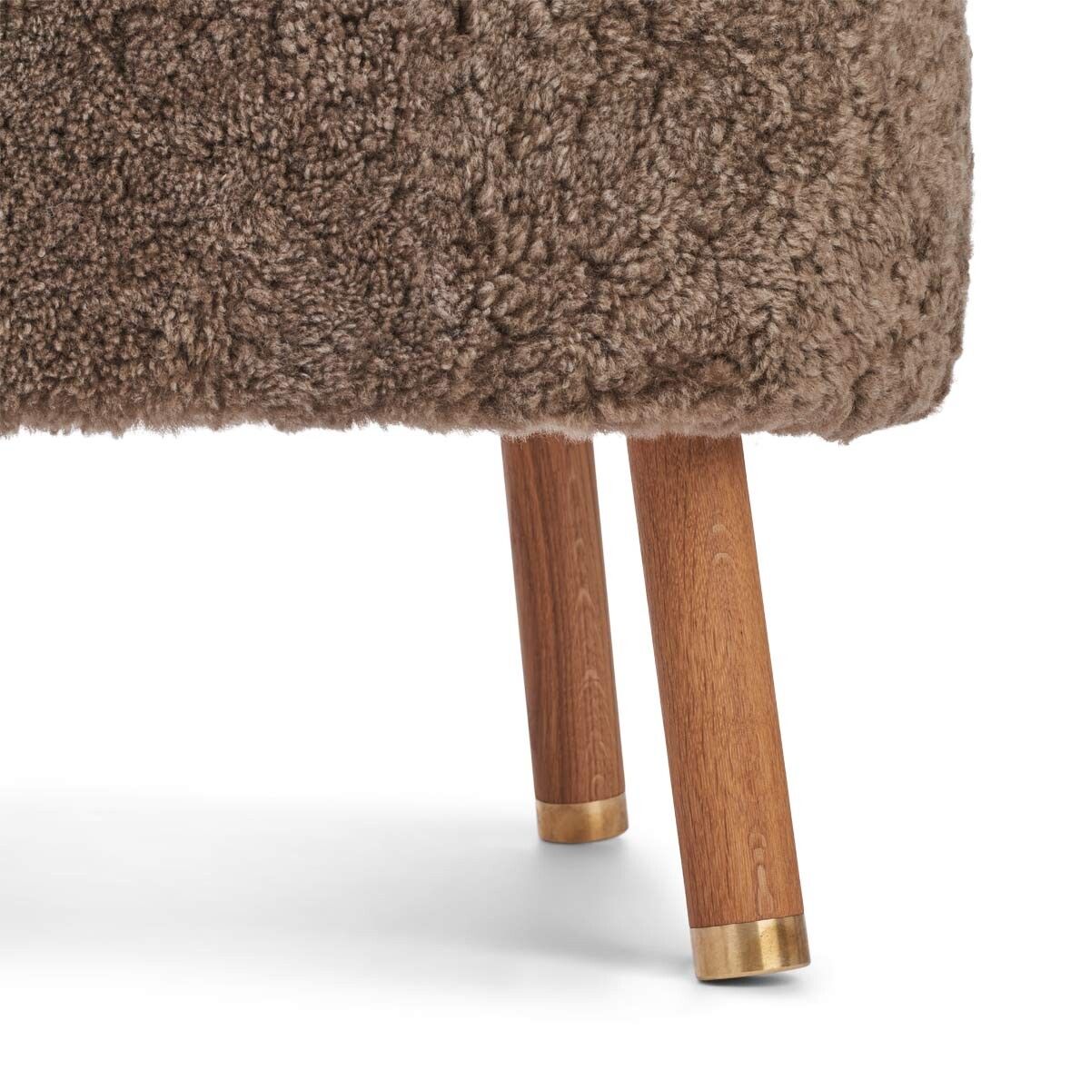 Emil Lounge Chair | Brass | Short Wool Taupe