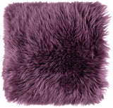 Long-Wool Sheepskin Cushion | 35x35 cm Aubergine