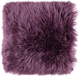 Long Wool Sheepskin Cushion | 35x35 cm Aubergine