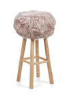 Theo Bar Stool + Cover | Oak Legs | New Zealand Sheepskin Dove