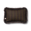 One Side Cushion | Long Wool | 34x52 cm Kilberry Fir-Dark Green/Walnut