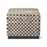 Cow Hide Stool | 46x46 cm Natural Grey/Blacky