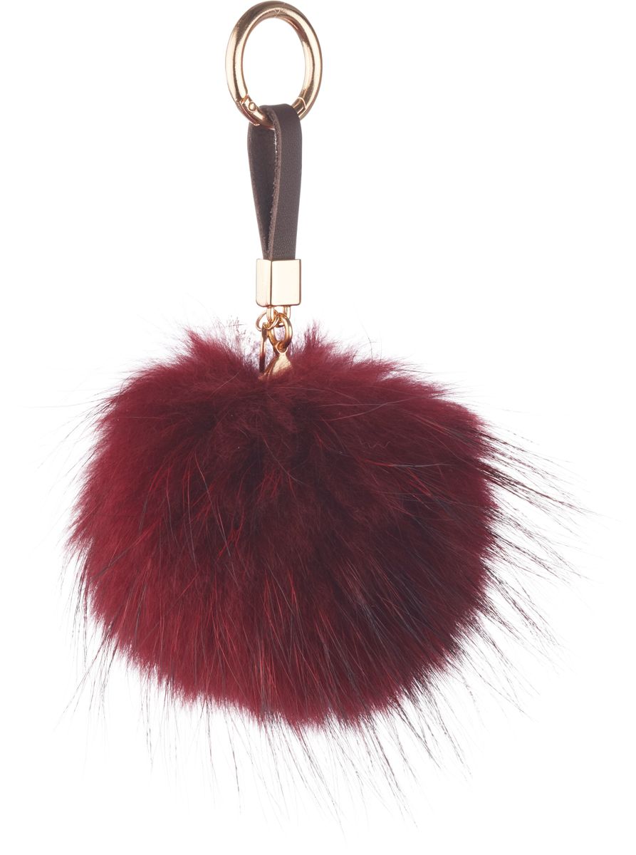 Pom Pom Keyring  Burgundy