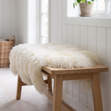 Icelandic Sheepskin | Long Wool | Natural Colors | 100-110 cm Natural Creamy White