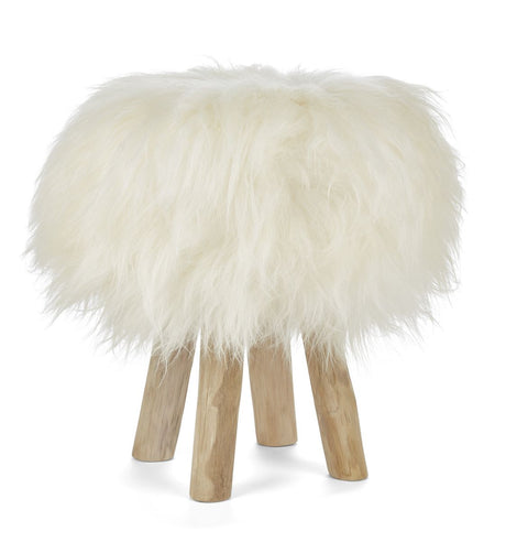 Theo Stool + Cover | Oak Legs | Icelandic Sheepskin Off White